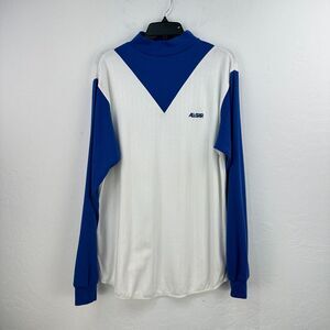 Vintage All Star Shirt Men XL White Blue Colorblock Mock Neck Long Sleeve